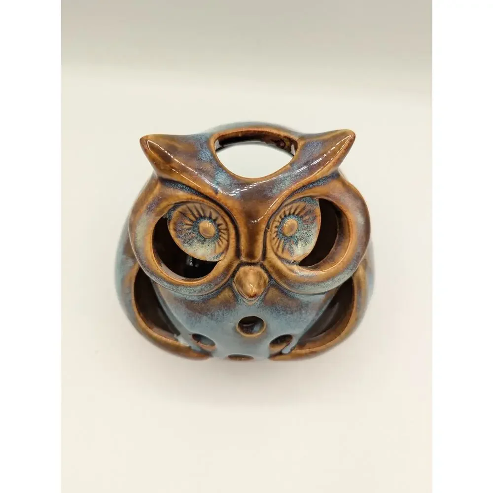 Pier 1 Imports Ceramic Glazed Owl Tealight Votive Candle Holder 5